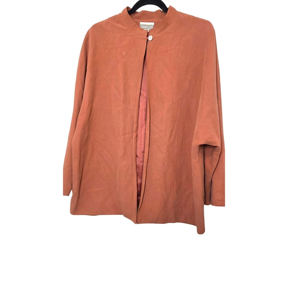 Coldwater Creek Womens Preppy Fairy Mandarin Collar Rust Jacket M Silk Blend